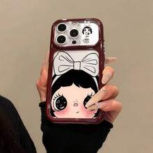Cute Bow & Star Small Jade Design Phone Case With Large Window, Creative Full Coverage Anti-Drop Protective Cover For IPhone 18 Pro Max 18 Pro 17 Pro Max 17 Pro 16 Pro Max 15 14 Pro 13 12 Pro 11 Pro Max, Camera Protection, Glossy Soft Edge Shockproof Protective Shell - Cherry Red - View 10