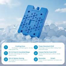 6-Pack Slim Portable Freezer Blocks For Travel Picnic Cooler Bags Lunch Box Leak-Proof Ice Packs Keep Food Cold For Hours - Blue - View 3