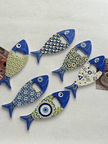 Ins Style Fashion Large Fish-Shaped Evil Eye Pattern Gold Foil Embossed Dual-Use Bottle Opener Refrigerator Magnet, Suitable For Home Decor, Daily Use And Holiday Gifts - Fish-shaped - View 4