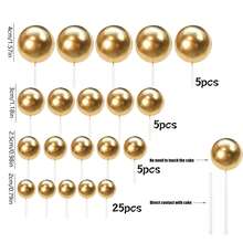 40pcs Multicolor Metallic & Matte Spherical Cake Toppers, Mini Foam Ball Decorations For Birthday & Wedding Cake Decor - Multicolor - View 13