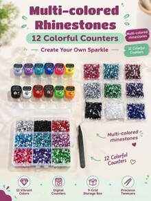 9026pcs/1set DIY Rhinestone Ring Digital Counter Full Tool Kit, Braided Arrangement Shiny Counting Ring, Handmade Craft Set, Easy To Store - Rhinestone - View 2