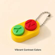 1pc Non-Double Button Stress Relief Keychain, Dual-Color Pop-Up Pressure Release Toy, Pocket Sensory Hand Toy, Daily Backpack Charm, Office Desk Mini Decor, Leisure Social Fidget, Minimalist Collectible Gift, Suitable For Teens And Adults - Multicolor - View 3