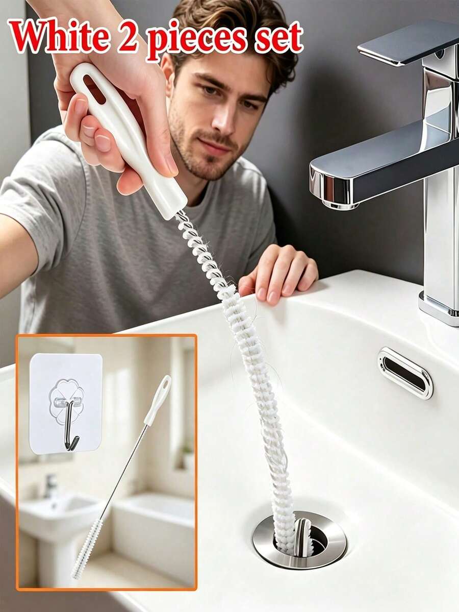 Flexible Bendable Drain Pipe Cleaning Brush, Manual Pipe Unclogging Tool, Reusable Sink Drain Cleaner, Suitable For Removing Hair Clogs In Toilet, Bathroom, Kitchen, Shower, Bathtub