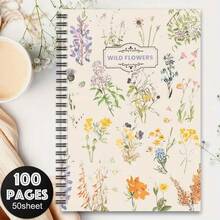 1pc [2D] Flat Spiral Notebooks, A5 Wire-Bound Notebooks With Floral Fresh Literary Covers, Daily Inspirational Quote, Back-To-School Gift For Students, Classroom Notes And Journaling Suitable For Back-To-School Season, Student Notebooks - One Book (50 Pages, 100 Pages) - View 5