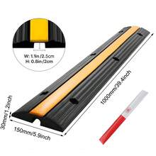 Cable Protector, Rubber Floor Cable Cover Ramp, 100 * 15 * 3 Cm Outdoor Cable Duct For Parking Areas, Warehouses And Workspaces - Black - View 2