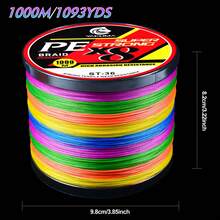 YACUMA 1000M 8 Strand Braided PE Fishing Line, High Strength Polyethylene, Super Powerful & Abrasion Resistant, Multicolor - Multicolor - View 6