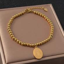 18K Gold Plated Stainless Steel Beaded Bracelet, Our Lady Of Guadalupe ...