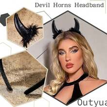 1 Set (2pcs) Set Kostum Bertema Cosplay Termasuk Bando Tanduk Setan, Tongkat Sihir Genggam Setan, Perlengkapan Pesta Kostum, Tersedia 2 Warna - Beraneka warna - View 5