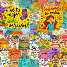 50Pcs Spanish Motivational Quote Stickers, Colorful Inspirational Positive Saying Decals, Aesthetic Waterproof Vinyl Stickers For Junk Journal, Scrapbook, Water Bottle, Laptop & DIY Craft Decor - Multicolor - View 10