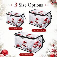 1pc 2DFlat Foldable Zipper Storage Box, Christmas Print Design, Can Store Clothes, Bedding, Nail Tools, Holiday Miscellaneous Items, Suitable For Under Bed, Wardrobe Placement And Moving Packing, Zipper Closure Secure, Reinforced Handle Durable Weight-Bearing Living Room Miscellaneous Storage Basket, Dormitory Seasonal Bedding, Book Storage Supplies - A - View 3