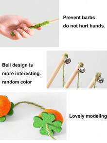 Felt Persimmon & Tomato String Cat Teaser Wand With Bell, Fruit Cluster Interactive Cat Toy, Scratch & Bite Resistant Pet Cat Playing Toy - View 5