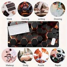 Honeycomb Desk Mat Hexagon Mouse Pad Extended XL Mousepad Desk Accessories For Office Home Non-Slip Rubber Base With Stitched Edge Computer Keyboard Table Pad 35.4x15.7 Inch Perfect Gift For Friends - View 9