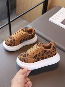 1 Pair Kids' Retro Versatile Star Pattern Leopard Print Sneakers, New Autumn Outdoor Casual Shoes For Boys And Girls - Brown - View 3