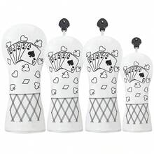 1PC Club Headcover, Line Art Playing Cards Pattern Club Head Cover For Driver, Fairway Wood, Hybrid - Multicolor - View 1