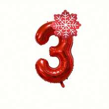 2pcs Red Number 0-9 & Red Snowflake Foil Balloons, Perfect For Christmas, New Year, Birthday Party Decoration Props - View 7