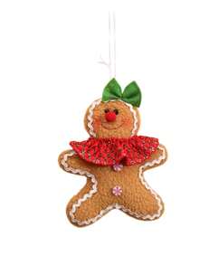 1/2Pcs Gingerbread Man Christmas Ornaments, Soft Plush Gingerbread Hanging DecorXmas Tree Pendant With Bowknot, Holiday Home Party DecorKids Gift - Multicolor - View 13