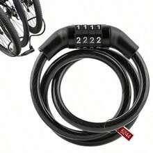 1 buah Kunci Kabel Kombinasi Sepeda Tahan Air Anti-Pencurian Kunci Cincin Kode 4 Digit untuk Sepeda Motor dan Sepeda Listrik - Hitam - View 2
