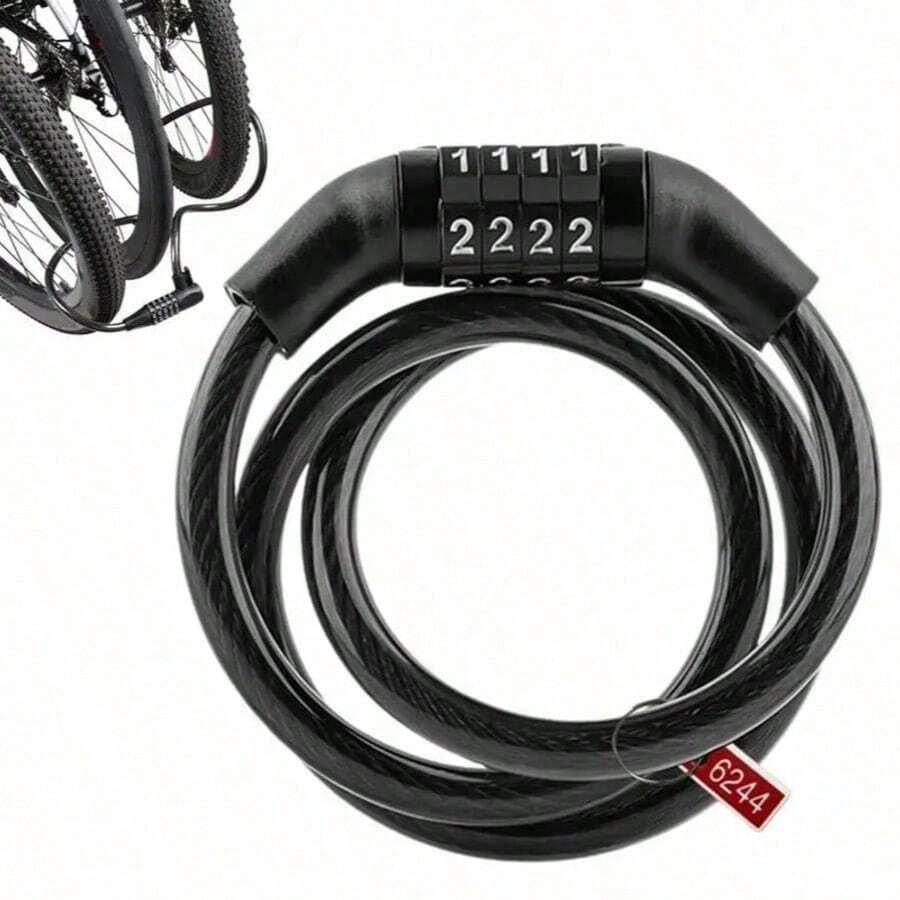1 buah Kunci Kabel Kombinasi Sepeda Tahan Air Anti-Pencurian Kunci Cincin Kode 4 Digit untuk Sepeda Motor dan Sepeda Listrik