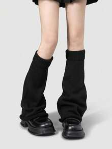 1 Pair Solid Color Knee-High Socks, Women's Knitted Warm Socks, Y2K Subculture Style, JK Socks, 6 Colors, Suitable For Autumn/Winter Matching - Multicolor - View 10