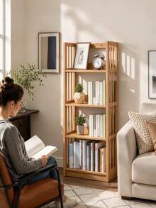 رف كتب صغير، 2/3 طبقات اختيارية، تصميم بسيط ضيق، يمكن وضعه على المكتب أو الأرضية، رفوف مجوفة، قوي ومتين، لتخزين الكتب والأغراض الصغيرة - مواصفات متعددة - مشاهدة 4