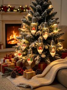 1pc Christmas Wish Bottle LED String Lights, Snowflake Bulb Design, Battery Operated, Suitable For Indoor/Outdoor Christmas Holiday Decoration, Can Be Used In Living Room, Bedroom, Holiday Party, As Christmas Gift - Light Bulb - View 7