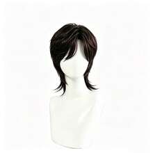 Wig Kepala Penuh 8 Inci Gaya Jepang Pria Rambut Pendek Lurus Berlapis Rambut Pendek Realistis Model Mullet Ekor Serigala Wig Kepala Penuh - MultiWarna - View 11