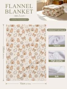 1pc Christmas Gingerbread House Snowflake Pattern Flannel Printed Throw Blanket - Soft And Comfortable, All-Season Use, Suitable For Sofa, Bed, Car, Office, Camping And Travel, Gift Blanket For Holiday Decoration - Multicolor - View 8