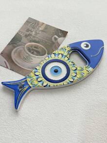 Ins Style Fashion Large Fish-Shaped Evil Eye Pattern Gold Foil Embossed Dual-Use Bottle Opener Refrigerator Magnet, Suitable For Home Decor, Daily Use And Holiday Gifts - Fish-shaped - View 10