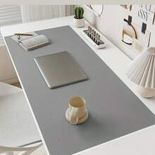 1pc Transparent PVC Desk Mat, Desktop Protector, Office Desk Pad, Office Mat, Large Mouse Pad, Laptop Desk Mat, Nail Desk Mat, Coffee Table Mat, Vanity Desk Mat, Extra Large Tablecloth, Office And Home Waterproof Writing Pad, Waterproof, Oil-Proof, Stain-Resistant, Wear-Resistant, Wash-Free Dining Table Mat, Suitable For Multiple Desktops, Large Dining Table Mat, And Small Desk Mat - Leather Gray - View 6