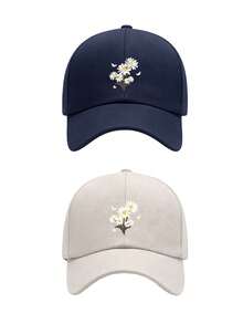 1pc/2pcs "Daisy" Print Baseball Cap, Street Style Trucker Hat, Adjustable Size Lightweight Multifunctional Vintage Dad Hat, Suitable For Outdoor Sports - Multicolor - View 21