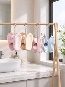 1-20pcs Stainless Steel Shoe Rack, Home Shoe Organizer, Outdoor Balcony Windproof Hanging Hooks, Shoe Drying Rack - Silver - View 9
