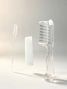 1PC Transparent Scalp Hair Oil Applicator Comb, Visible Liquid Reservoir + Roller Metal Teeth Liquid Dispensing Comb (Liquid Not Included), Suitable For Hair And Beard Care, Unisex Hands-Free Essential Oil Massage Comb, Hair Styling Accessory Tool, Travel Essential - Multicolor - View 12