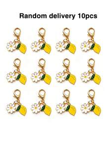 10/20/50pcs Gantungan Kunci Bunga Lemon Liontin Paduan Logam Bentuk Tetesan Minyak Buah Hiasan DIY Dekorasi Tas dan Kunci - jeruk nipis - View 7
