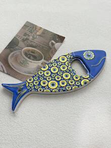 Ins Style Fashion Large Fish-Shaped Evil Eye Pattern Gold Foil Embossed Dual-Use Bottle Opener Refrigerator Magnet, Suitable For Home Decor, Daily Use And Holiday Gifts - Fish-shaped - View 13
