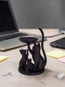 Cat-Shaped Jewelry Storage Tray; Home Decor Ornament. Living Room Desktop Organizer And Home Decor, Multi-Purpose Desktop Decoration, Suitable For Jewelry, Keys, Wireless Earphones, Storage, Suitable For Placing Small Items, Home Decor, Commemorative Gift, Birthday Gift - Multicolor - View 13