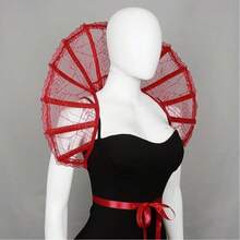 Áo choàng cổ đứng ren họa tiết mạng nhện xương phong cách Gothic thời Victoria, phụ kiện hóa trang Halloween, đồ hóa trang dạ hội, đạo cụ cosplay - Xem 6