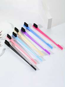 1pc Children's Double-Sided Edge Control Hair Brush, Suitable For Girls, Nylon Bristles, Plastic Bristles, Suitable For All Hair Types, ABS Handle, Makes Hair Smooth And Shiny, Ideal Gift Choice - Multicolor - View 3