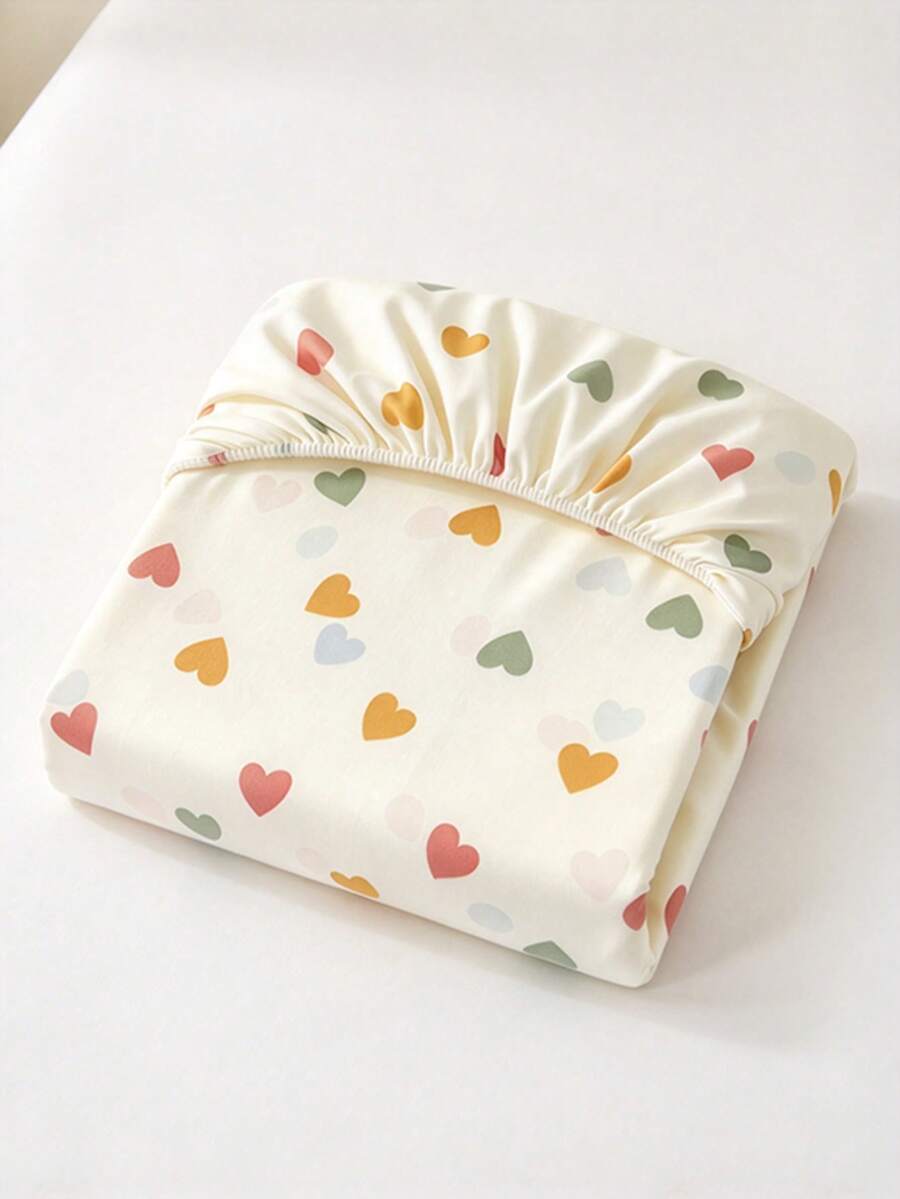 1pc 100% Cotton Bedroom Home Fitted Sheet, Multiple Sizes, All Season Use, Comfortable & Breathable, Elastic Band For Secure Fit, Easy Care (Pillowcase Not Included)
