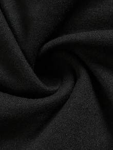 Women Fall Elegant Black Choker Tie Long Sleeve V-Neck Gathered Waist Slim Fit Crop Top, Christmas Social Gathering Basic Blouse - Black - View 4