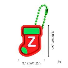 1pc A-Z Letter Christmas Stocking Keychain, Cute Mini Sock Bag Charm Pendant, Xmas Holiday Gift For Backpack Key Ring Decor - Multicolor - View 4