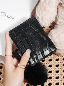 Fashionable Animal Pattern Zipper Multi Slot Card Bag, Adorned With A Delicate Pom-Pom, Large Capacity Credit Card Package, Suitable For Outdoor Use - Black - View 15