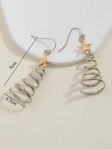 1 Pair Fashion Creative Multi-Layer Christmas Tree Spring Pentagram Ear Hooks, Versatile Women's Earrings - Multicolor - View 5