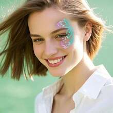 16Pcs Face Paint Stencils, Reusable PET Hollow Templates With Butterfly, Fairy, Mermaid, Unicorn Patterns, For Carnival, Halloween Party, Body Art Makeup - White - View 4