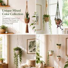 Handmade Bohemian Style Hanging Rope Planter Holder Set, Patterned Hanging Planter, Suitable For Different Size Plant Pots - Multiple Styles - View 8