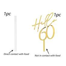 3pcs Gold Acrylic "18 30 40 50 60 21" Birthday Cake Topper, Birthday Cake Decorations, Birthday Gift - Gold - View 15