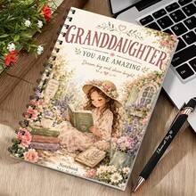 Untuk Cucu Perempuanku Tercantik, Buku Catatan Spiral A5, 1 buah Sampul Jurnal Sentimental dengan Gambar Cucu Perempuan yang Sedang Membaca, Mawar, Kupu-kupu, Bunga Taman, Kutipan Penyemangat, Pita "Percayalah pada Diri Sendiri" dan Gaya Hadiah Kenang-kenangan, Pena Tidak Termasuk - Satu buku (50 halaman, 100 halaman) - View 6
