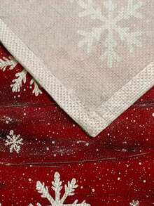 1pc Christmas Snowflake Pattern Printed Linen Table Runner, Placemat, Suitable For Holiday, Party, Birthday, Dinner, Kitchen Dining Table Decor, Shoe Cabinet Storage Cabinet Cover, All Season Room Decor, Home Textile Decor Table Runner, Placemat - Multicolor - View 8