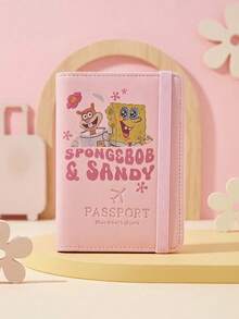 SpongeBob SquarePants 1 Buah Dompet Paspor SquarePants Warna Pink, Sampul Paspor Kartun untuk Perjalanan dengan Slot Kartu, Dompet Dokumen Ringan untuk Perjalanan & Liburan - MultiWarna - View 8