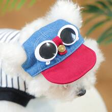 5pcs Pet Hat Dog Fashion Fashion Glasses Baseball Cap - Red Brim White Sun Protection Hat, Suitable For Teddy Bear And Small Dogs - Multicolor - View 2