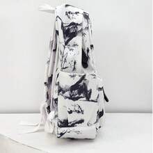 Chinese Ink Wash Landscape Print 3Pcs Backpack Set, Large Capacity School Backpack With Lunch Bag & Pencil Case, Lightweight Bookbag For Students - Black - View 5